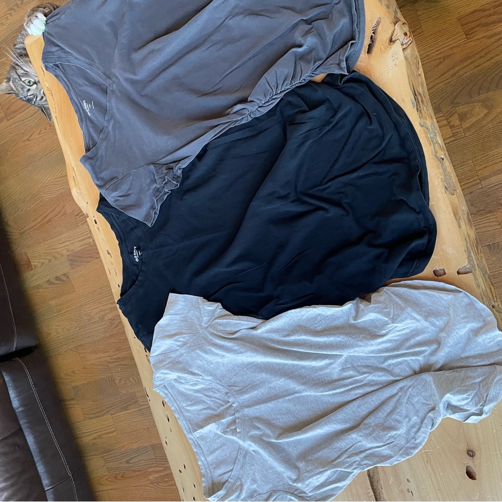 Set of Three Maternity Tops in Gray, Black, and Cream